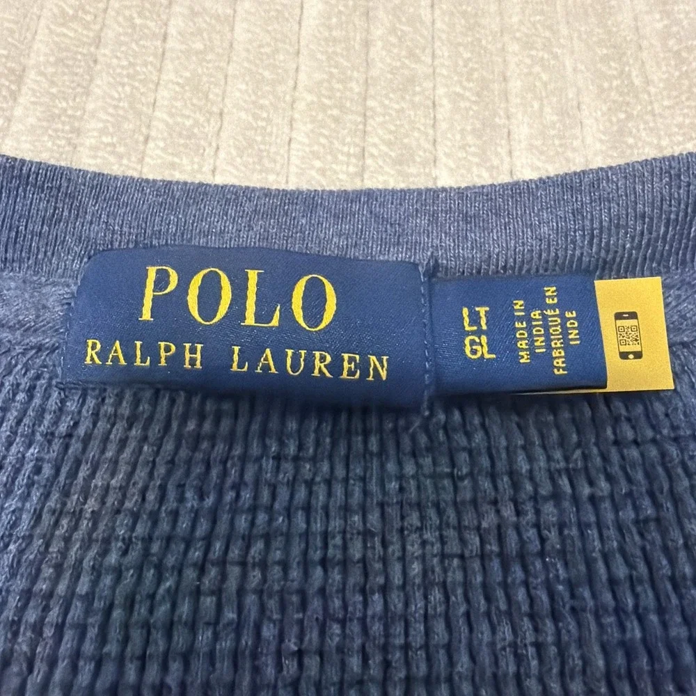 Polo Ralph Lauren Long Sleeved Blue Waffle Knit Thermal Shirt Men's LT